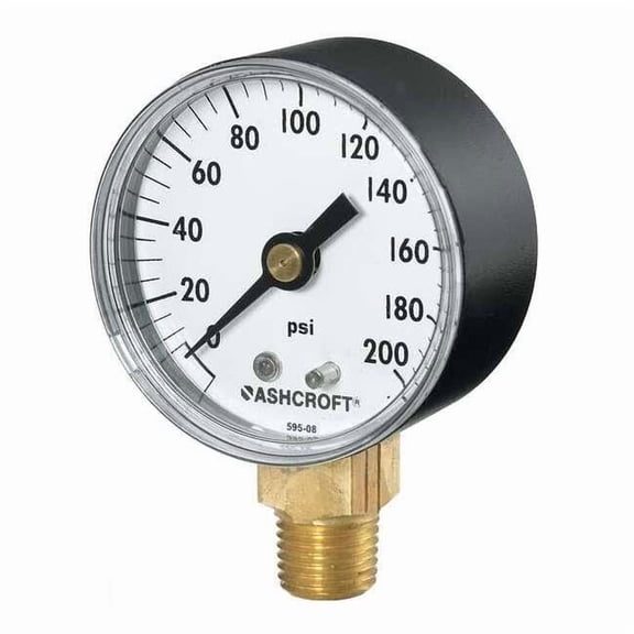 Ashcroft Gauge,Vacuum,30in Hg VAC to 0,ABS 25W1005PH02LVAC