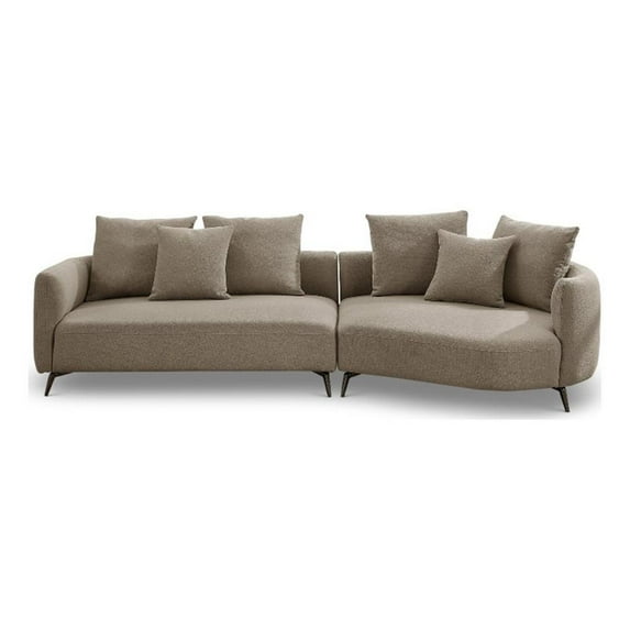 Lusitania Fabric & Solid Wood Right Facing Sectional Sofa in Mocha