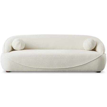 Ashcroft Modern Luxury Japandi Boucle Fabric Curvy Sofa with Removable Legs, Ivory