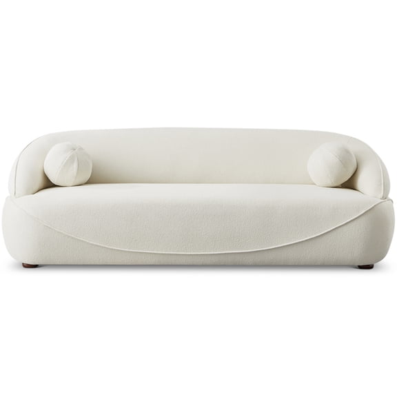 Ashcroft Modern Luxury Japandi Boucle Fabric Curvy Sofa with Removable Legs, Ivory