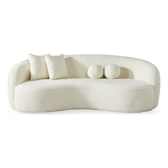 Ashcroft Modern Polyester Durable Upholstered Sofa, Cream