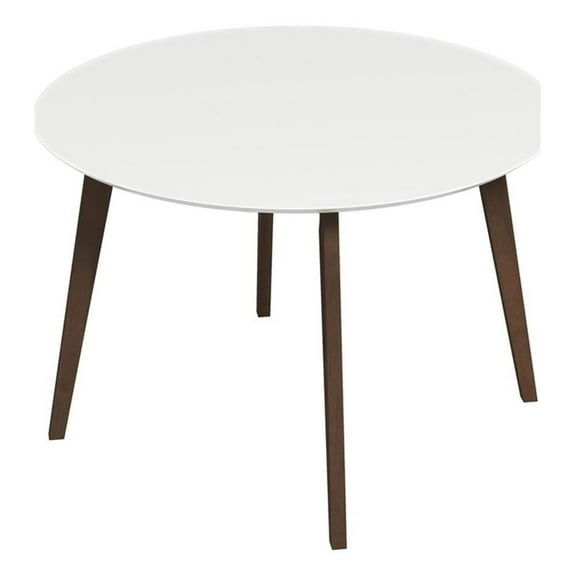 Ashcroft Piper Modern 43" Solid Wood Round Dining Table in Walnut/White