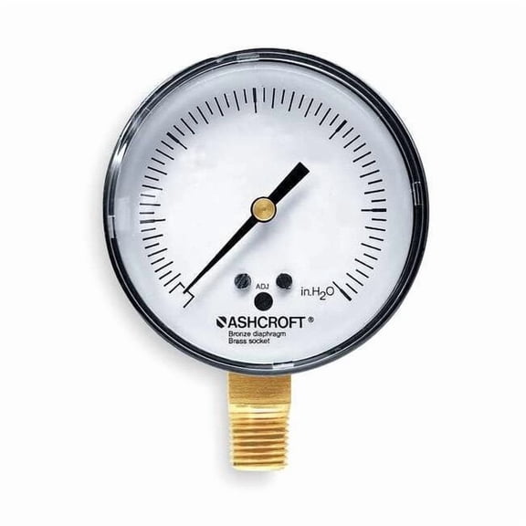 Ashcroft Pressure Gauge,0 to 20 oz/0 to 35 H2O 25 1490A 02L 20 OZ/H2O