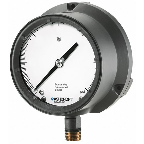 Ashcroft Pressure Gauge,30 Hg to 100 psi,4-1/2In 451379ASL04LVAC/100#