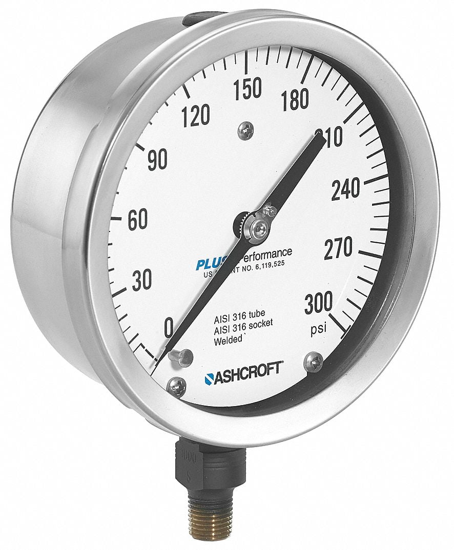 Ashcroft Pressure Gauge,Process,1/4in NPT,Silver 1009S