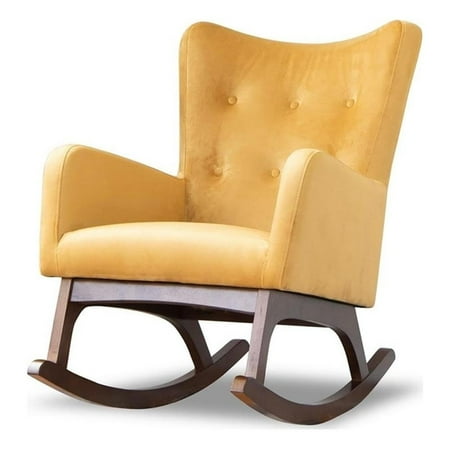 Ashcroft Rocking Chairs Kids Mid Century Modern Velvet Chair with Tufted Cushions, Yellow