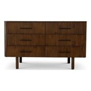 Ashcroft Stan Mid-Century Modern 6 Drawer Solid Wood Dresser, Walnut