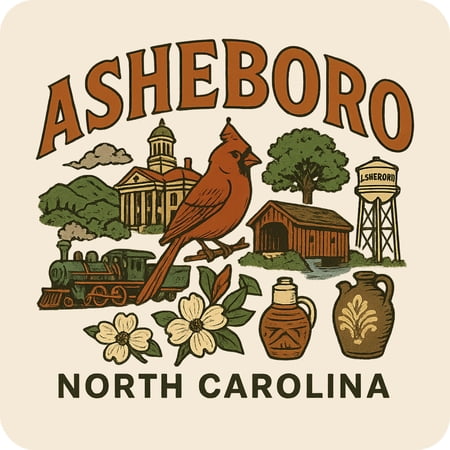 Asheboro North Carolina Keepsakes Souvenir Vinyl Sticker – Destination Travel Keepsake Collectible (3-Inches Wide)