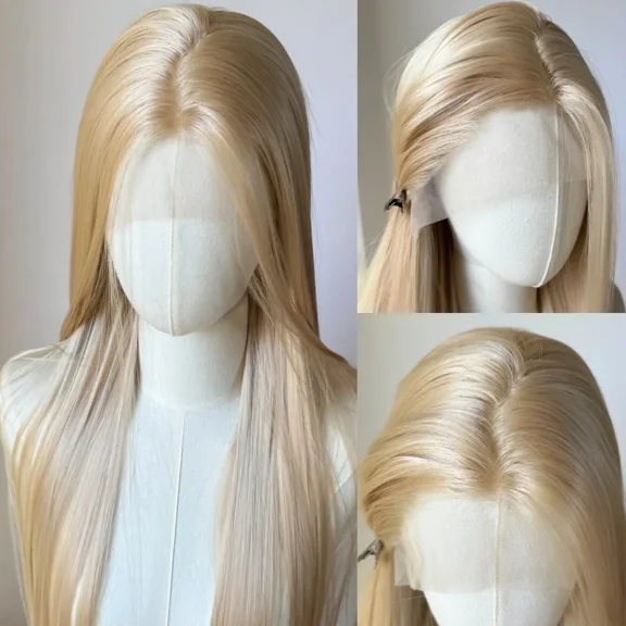 Ashely 613 Blonde Wig 26inch 13x4 Lace Front Cosplay Wigs Long Straight Natural Silky Synthetic Lace Frontal Wig for Daily Use
