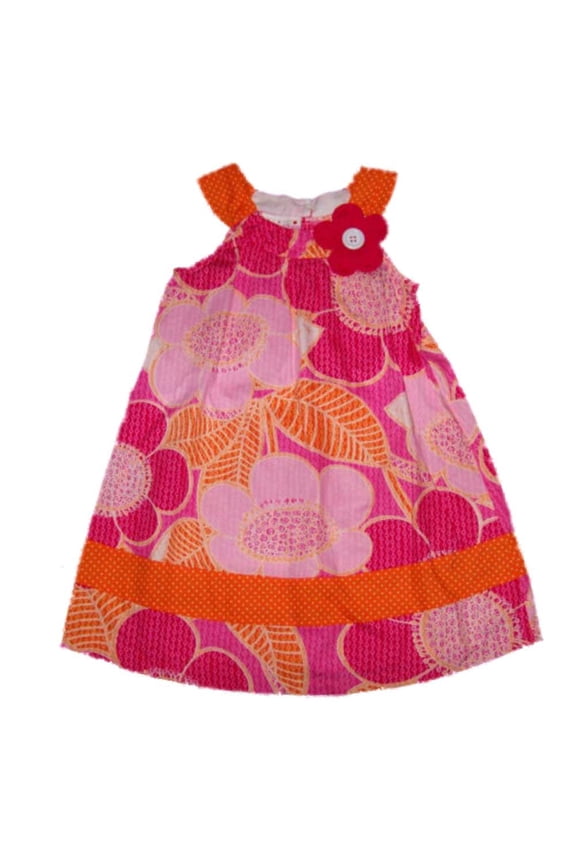 Ashely Ann Girls Orange & Pink Flower Sundress Dress Size 4