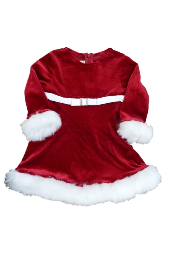 Ashely Ann Infant & Toddler Girls Red Glittery Party Dress Holiday Santa Dress 18m