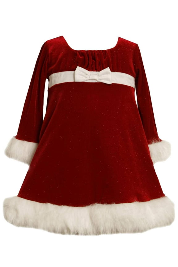Ashely Ann Infant & Toddler Girls Red Glittery Velour Holiday Party Dress 24m