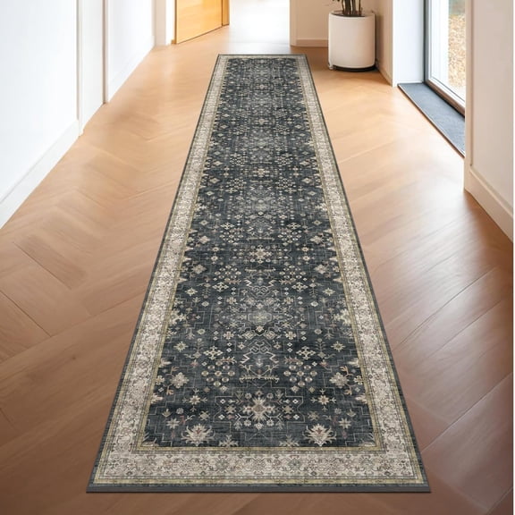 Ashen Multi Boho Washable 2 Foot by 10 Foot Non Slip Hallway Runner Rug