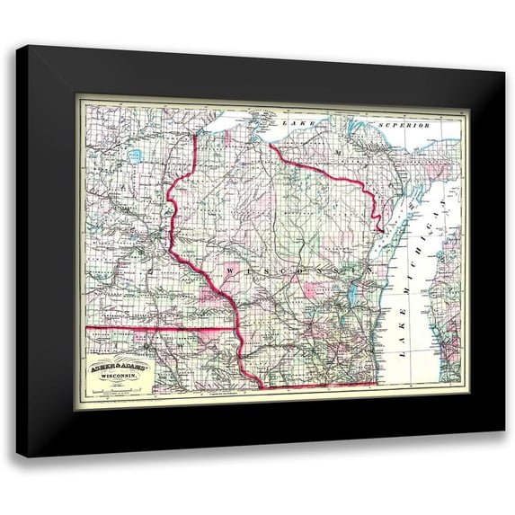 Asher 18x14 Black Modern Framed Museum Art Print Titled - Wisconsin - Asher 1874
