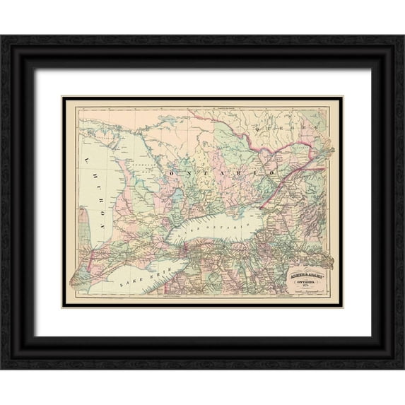 Asher 18x14 Black Ornate Wood Framed with Double Matting Museum Art Print Titled - Ontario Canada - Asher 1874