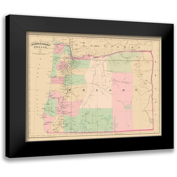 Asher 24x19 Black Modern Framed Museum Art Print Titled - Oregon - Asher and Adams 1874