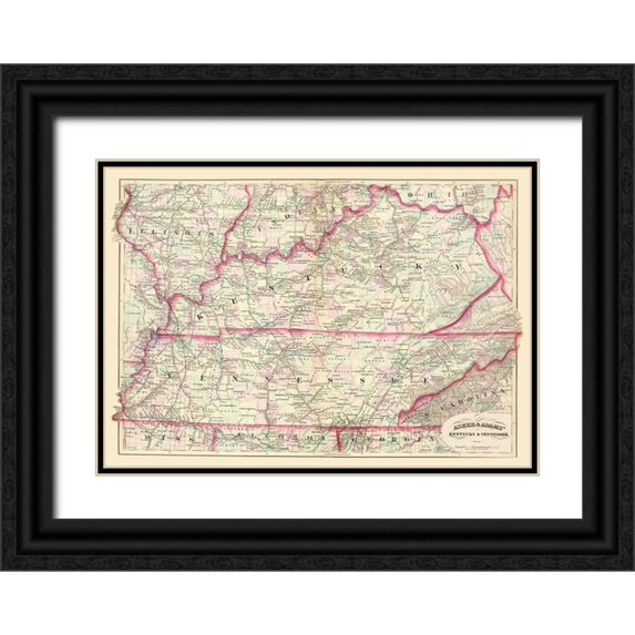 Asher 32x24 Black Ornate Wood Framed with Double Matting Museum Art Print Titled - Kentucky, Tennessee - Asher 1874