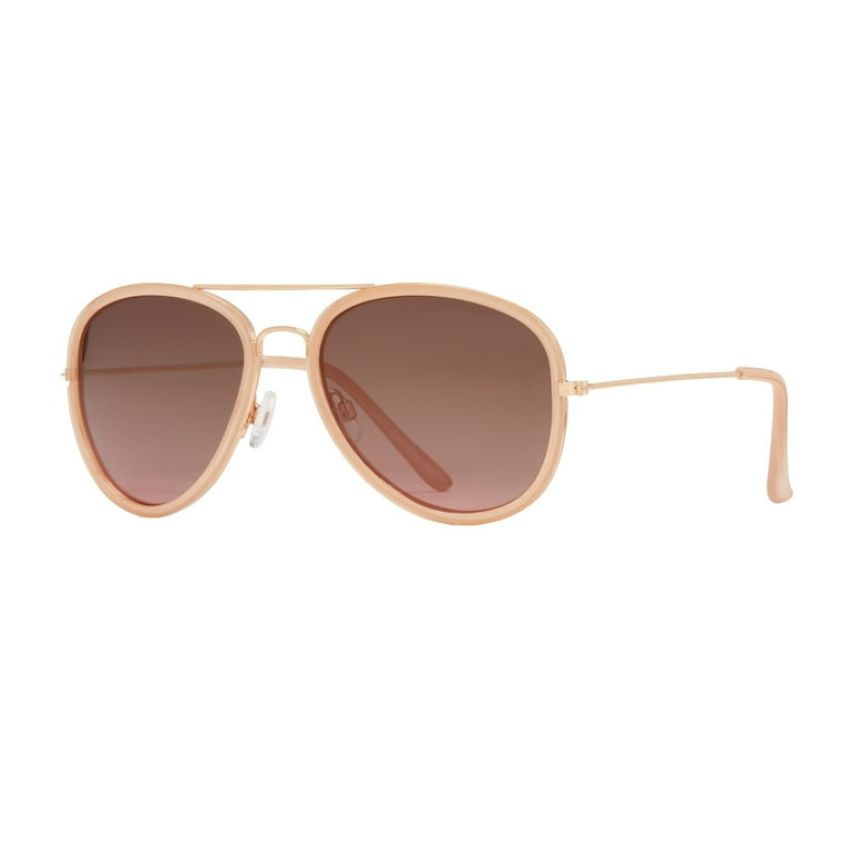 Asher Beige/Gold Aviator Polarized Sunglasses, Brown To Rose  display picture 1