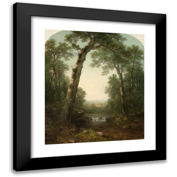 Asher Brown Durand 12x14 Black Modern Framed Museum Art Print Titled - Forest Stream with Vista (1872)