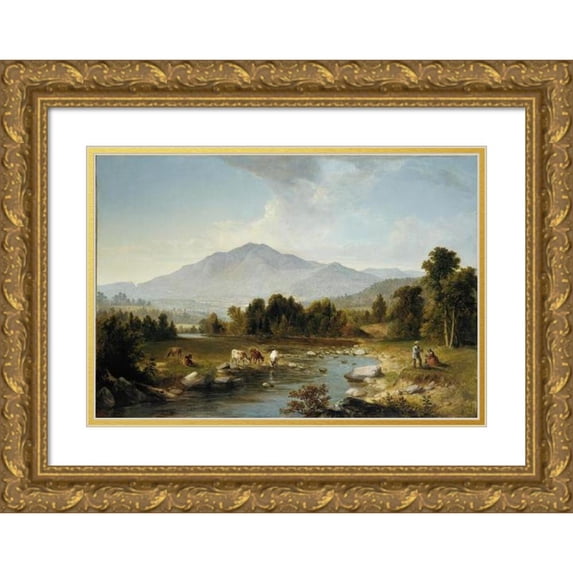 Asher Brown Durand 18x13 Gold Ornate Wood Frame and Double Matted Museum Art Print Titled - High Point; Shandaken Mountains (1853)