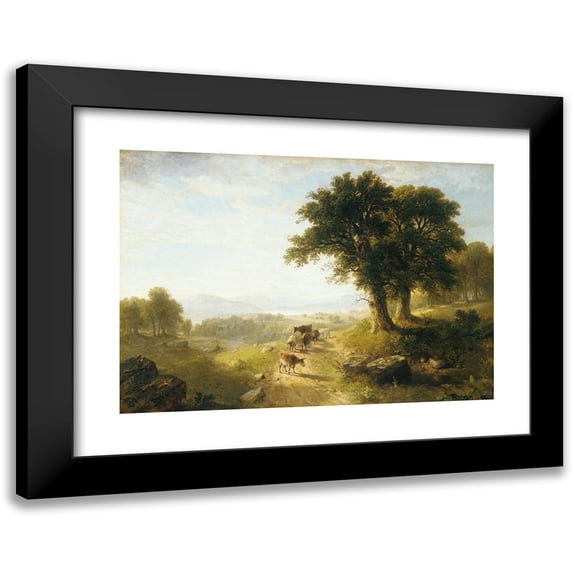 Asher Brown Durand 18x14 Black Modern Framed Museum Art Print Titled - River Scene (1854)