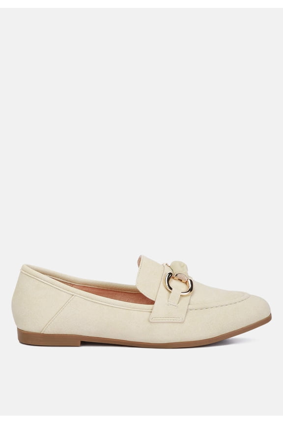 Asher Horsebit Embellished Loafers In Beige
