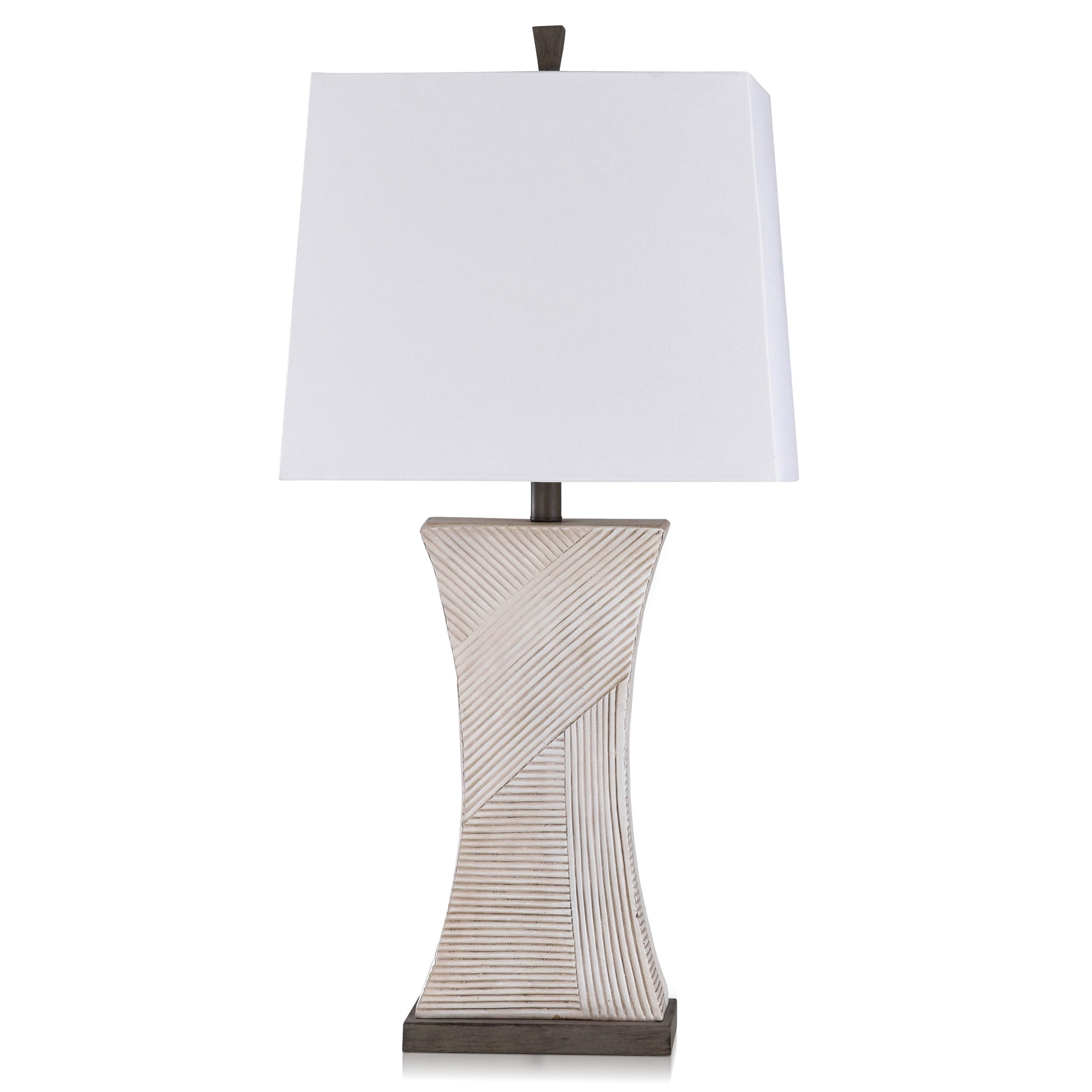 Asher 26'' Off-White and Espresso Embossed Resin Table Lamp