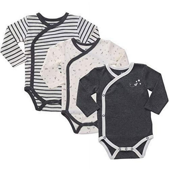 Asher & Olivia Unisex Baby Kimono Side Snap Onesies Long Sleeve Bodysuit Set