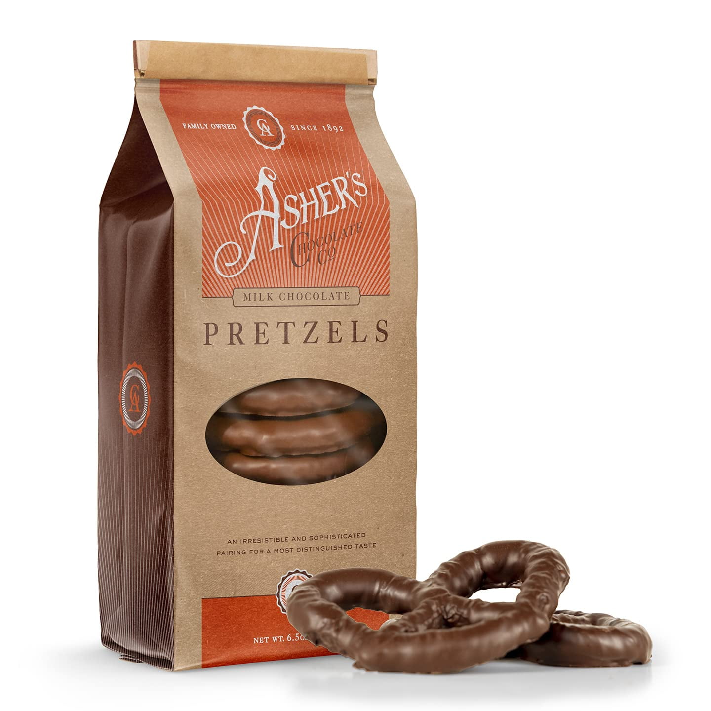 Asher's Chocolates, Chocolate Covered MMF7 Pretzels, Gourmet Sweet and
