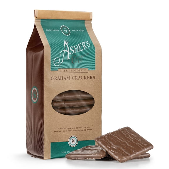 Asher's Chocolates Company, Chocolate DPF11Covered Graham Crackers, Made From the Finest Kosher Chocolate, Small Batches, Family Owned Since 1892 (7.15 oz, Milk Chocolate)