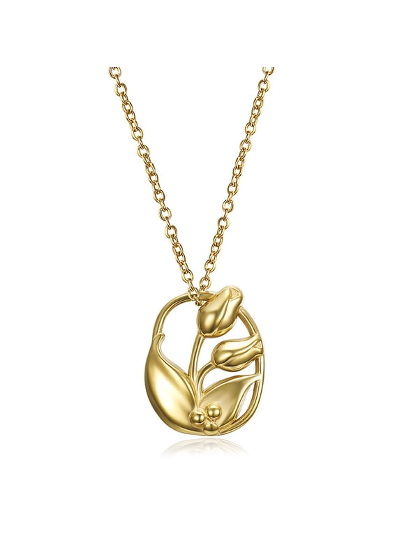Ashes Necklace For Women Tulip Memorial Urn Necklace Hold Ashes Of Loved Ones Oval Shape Stainless Steel Keepsake Cremation Jewelry For Mom