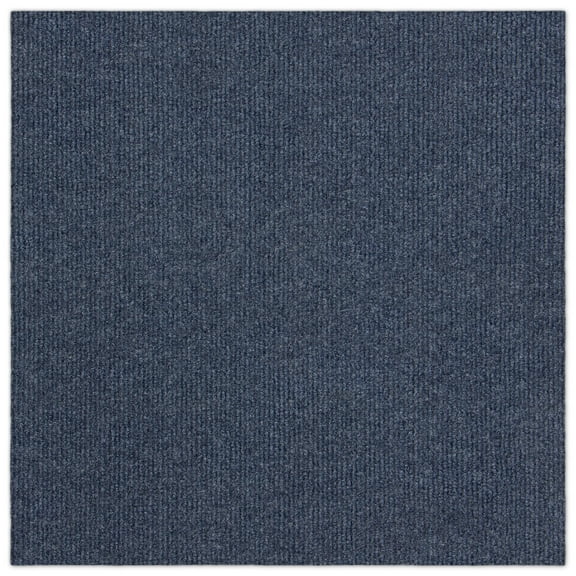 Asheville Rib Blue Residential 18 in. x 18 in. Peel and Stick Carpet Tile Square 27 sq. ft. 12 Tiles Per Box