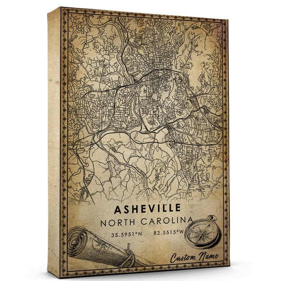 Asheville Map Poster, North Carolina Map Art Poster, Canvas, Asheville Map City vintage Poster, Street Map Artwork Poster, Asheville Map Canvas - 89AZ943