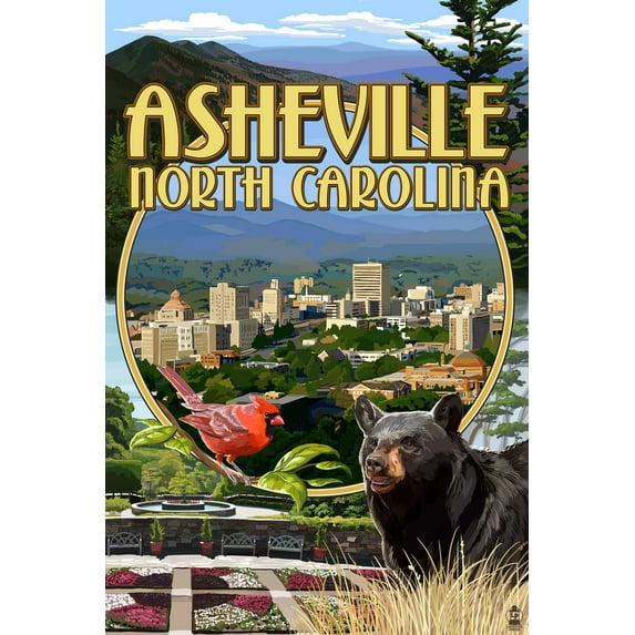 Asheville, North Carolina, Montage Scenes (12x18 Wall Art Poster, Room Decor)