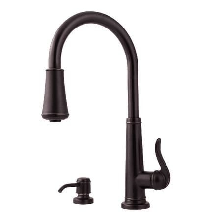 Ashfield 1-Handle Pull-Down Kitchen Faucet with Soap Dispenser in Tuscan Bronze