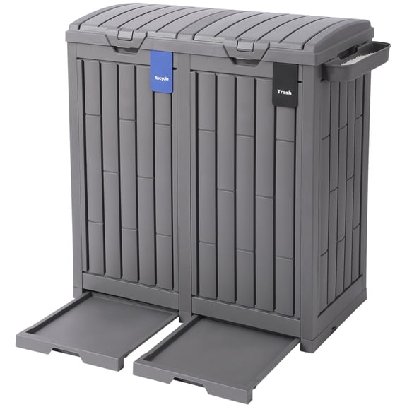 Ashfield & Harkness: 62 Gallon Outdoor Trash Can Ash Tray - Secure Lid, Drip Tray, Waterproof Resin, Storage Container, Kitchen or Deck, Sorting Sign