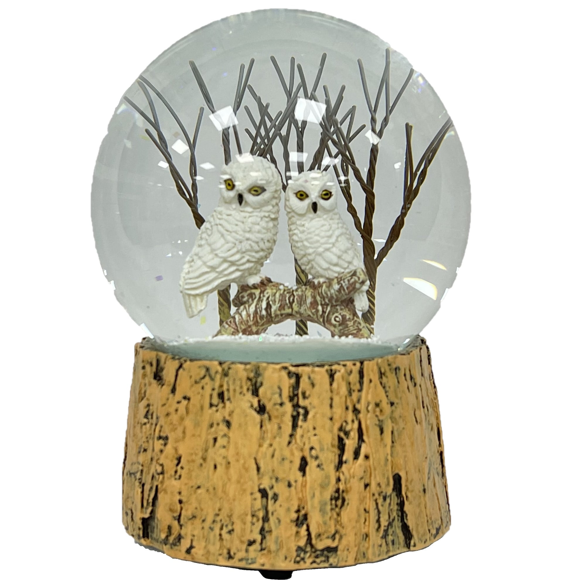 Ashfield & Harkness Snowy Owls Decorative Snow Globe with Wind Up Music box