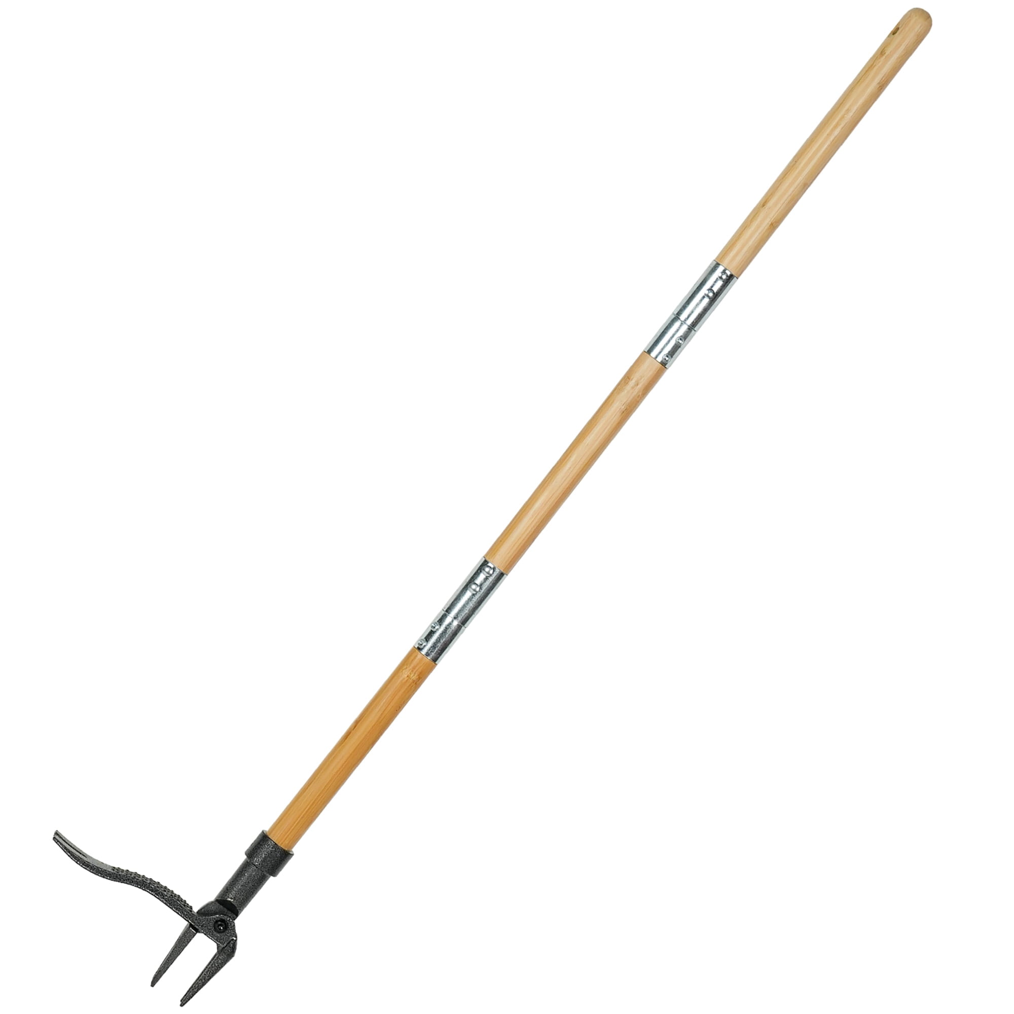 Ashfield & Harkness: Stand Up Weed Puller Tool - 44" Long, Bamboo Handle, 4-Claw Steel Head Root Remover, Step-In Foot Pedal, Lawn & Garden Accessory