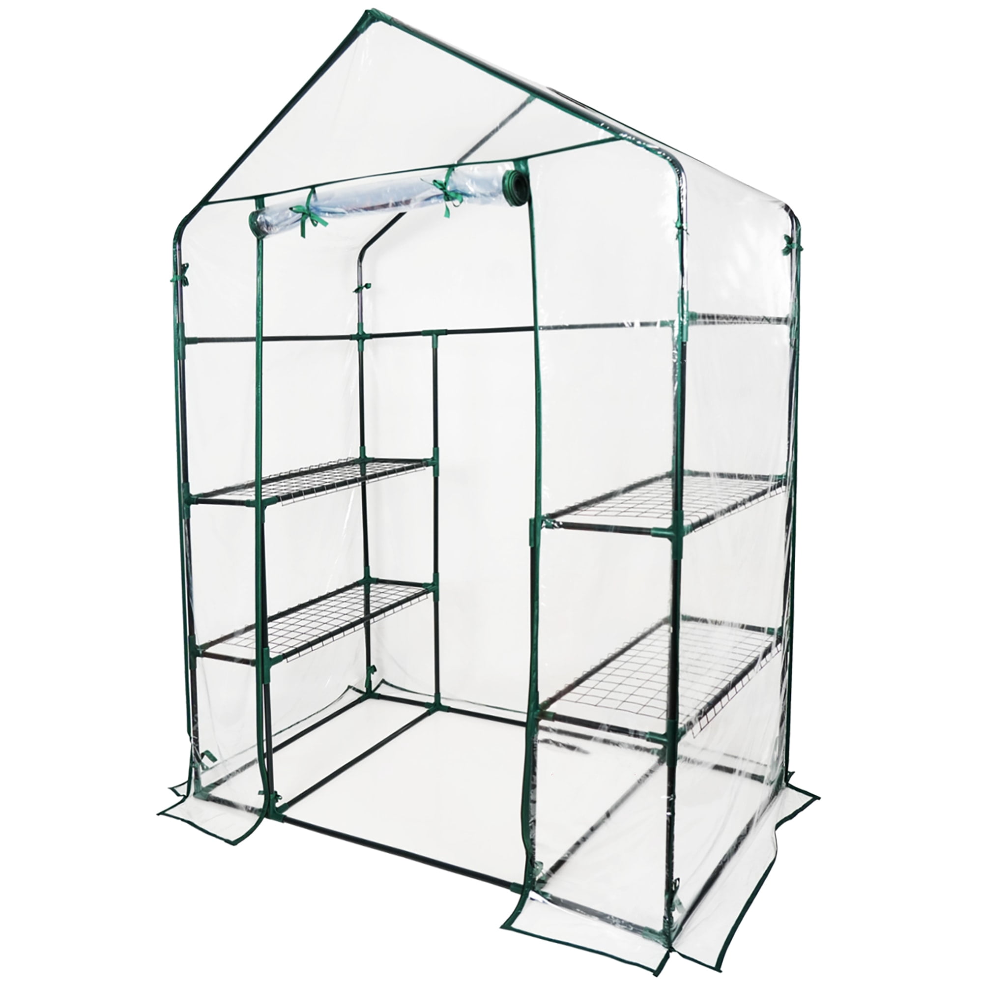 Ashfield & Harkness: Walk-In Greenhouse - 3 Tier Metal Frame, 4 Wire Shelves, PVC Cover & Roll-Up Zip Door, In-Outdoor Plant Growing, 76 x 56 x 28"