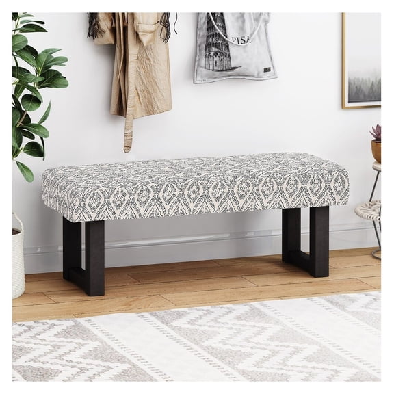 Ashford Boho Fabric Bench, Boho Style, Black Print