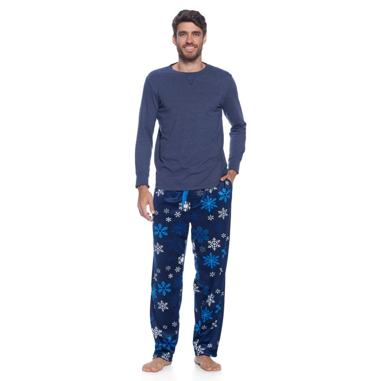 Ashford Brooks Men s Jersey Knit Long Sleeve Top and Mink Fleece Bottom Pajama Set Walmart