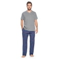 thumbnail image 1 of Ashford & Brooks Men's Woven Short Sleeve Jersey Top & Pajama Pants Set, Blue/Burgundy, M, 1 of 5
