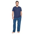 thumbnail image 1 of Ashford & Brooks Men's Woven Short Sleeve Jersey Top & Pajama Pants Set, Blue/Grey, L, 1 of 5