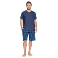 thumbnail image 1 of Ashford & Brooks Men's Woven Short Sleeve Jersey Top & Pajama Shorts Set, Blue/Grey, L, 1 of 5