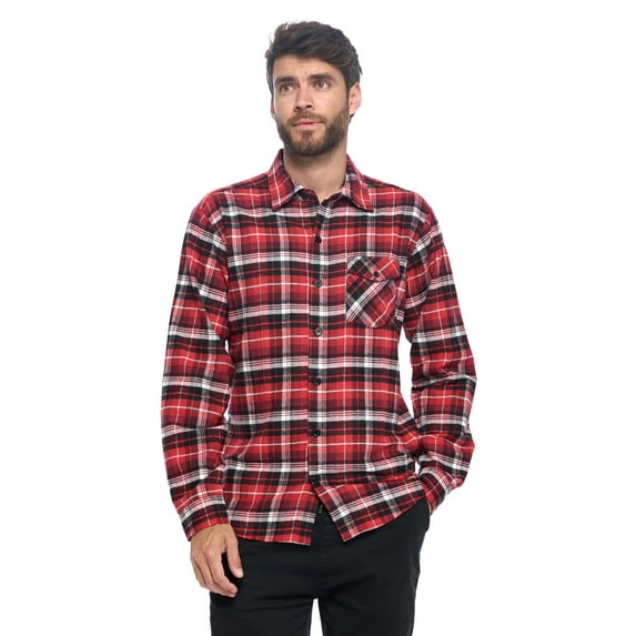 Ashford & Brooks Mens Flannel Button Down Plaid Long Sleeve Casual Shirt