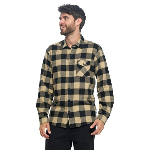 Ashford and Brooks Flannel Plaid Long Sleeve, Men's Button-Up Shirt