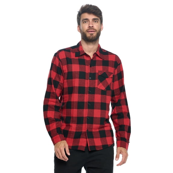 Ashford & Brooks Men's Flannel Plaid Long Sleeve Button-Up Shirt