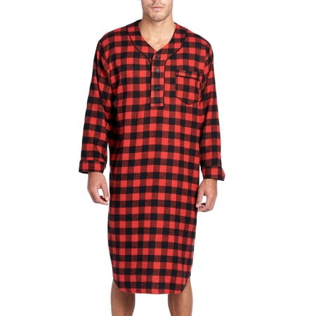 Ashford & Brooks Mens Flannel Long Sleeve Sleep Nightshirt 3X Red Buffalo Check