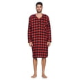 thumbnail image 1 of Ashford & Brooks Mens Flannel Plaid Long Sleep Shirt Henley Nightshirt, 1 of 5