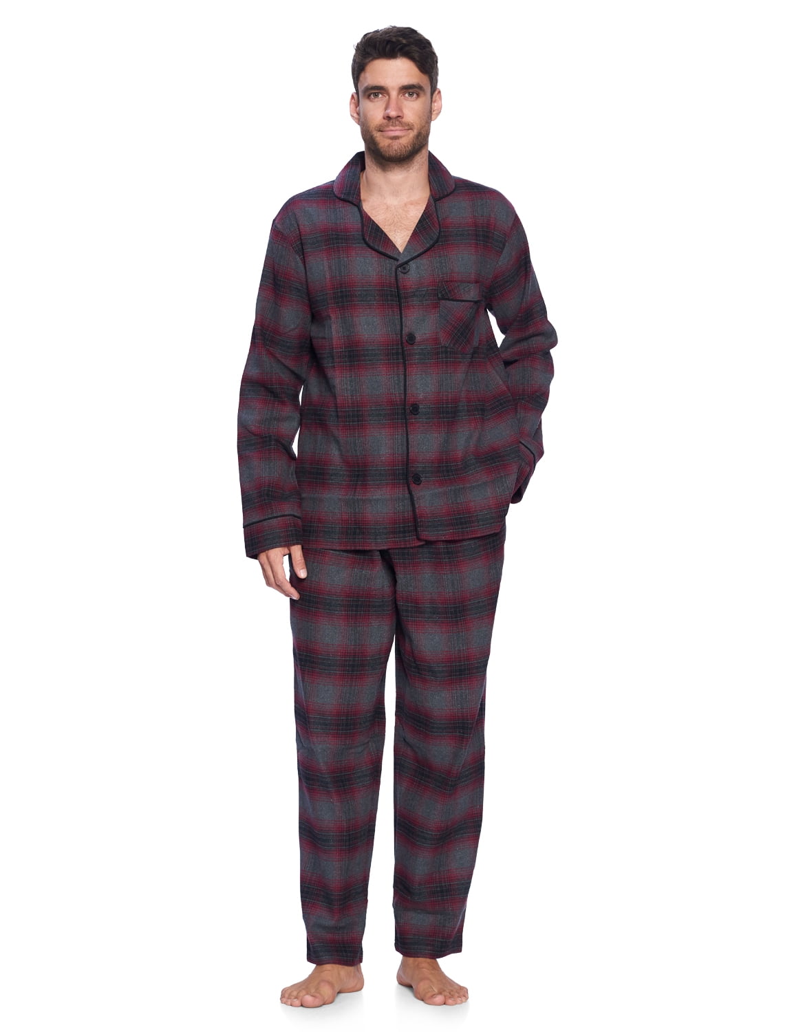 Mens Night Shirts Sleepwear Men's Flannel Nightshirt Long Sleeve